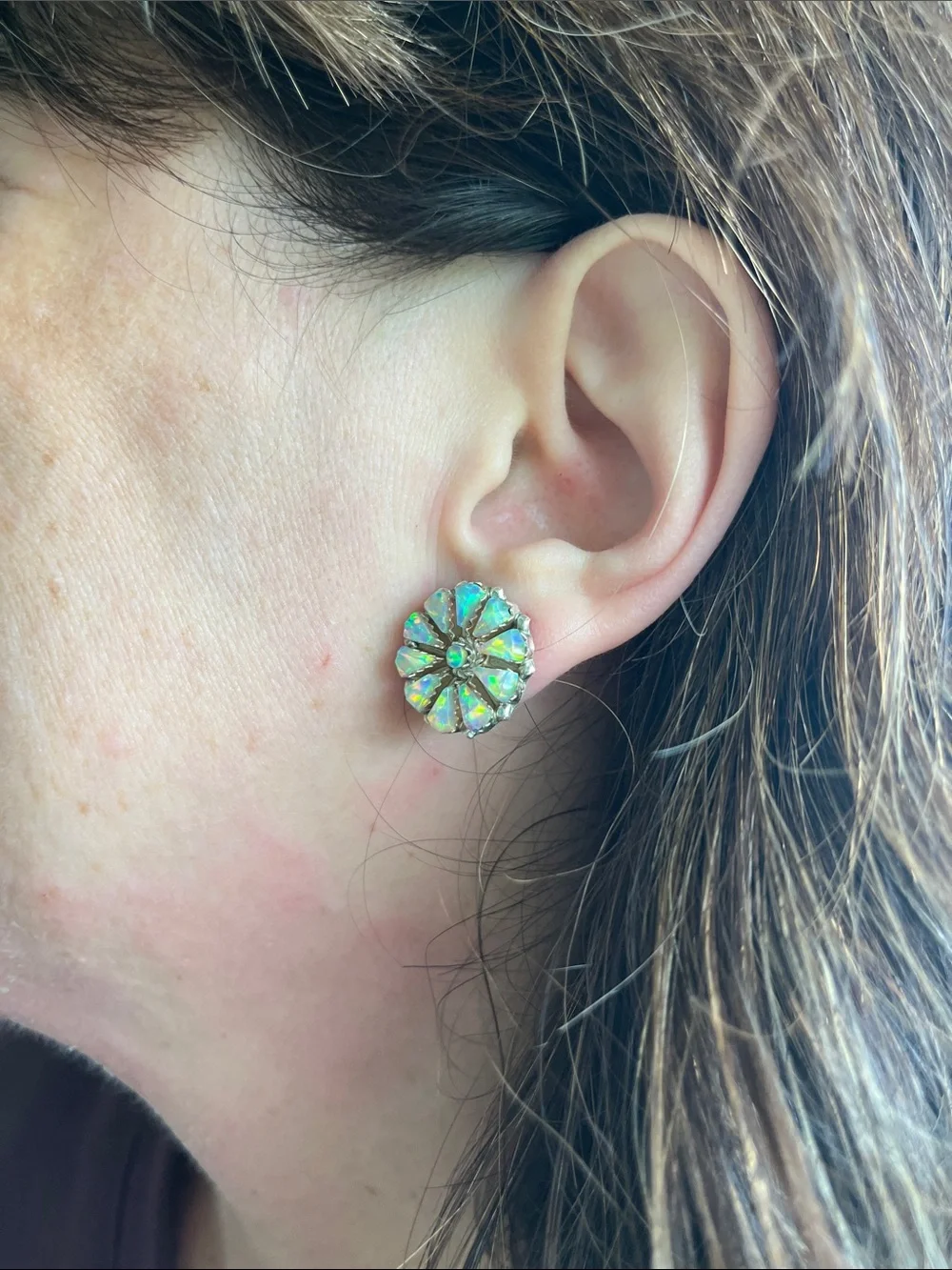 Navajo Opal Cluster Earrings - Picture 2 of 9